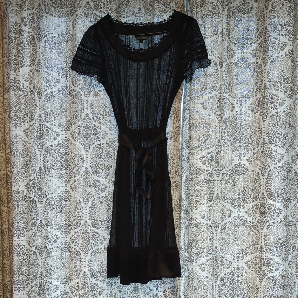 Black Sheath Midi Dress with Flutter Sleeves